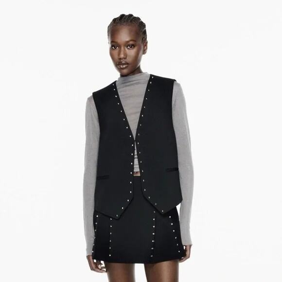 Zara | Black, Silver Studded Vest | Size XS - Picture 8 of 10